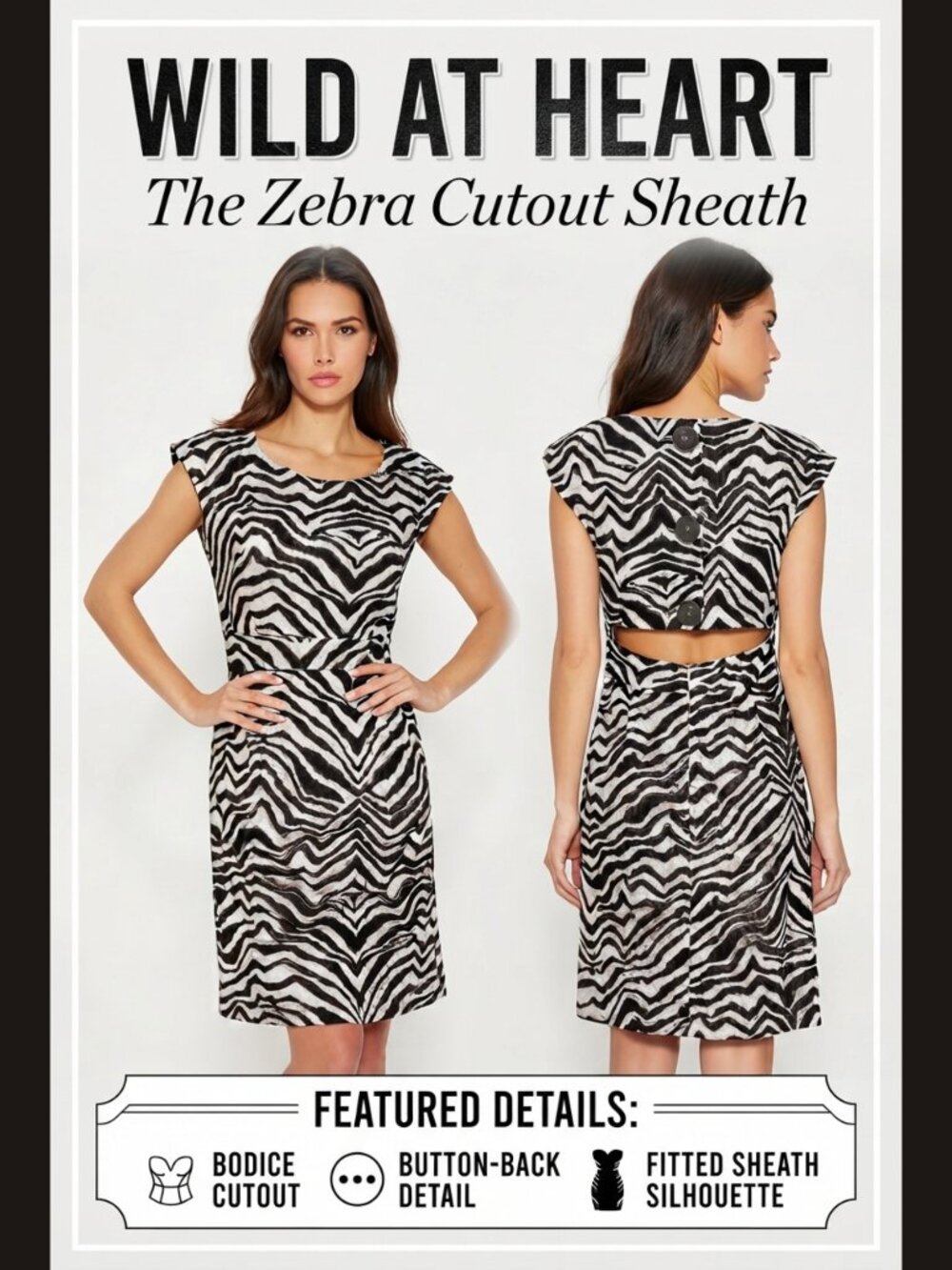 🌟NWT Michael Kors Zebra Print Cut-Out Sheath Dress Mini Black White Size 4